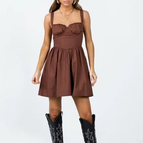 PRINCESS POLLY Brown Women's Dress - Picture 3 of 7